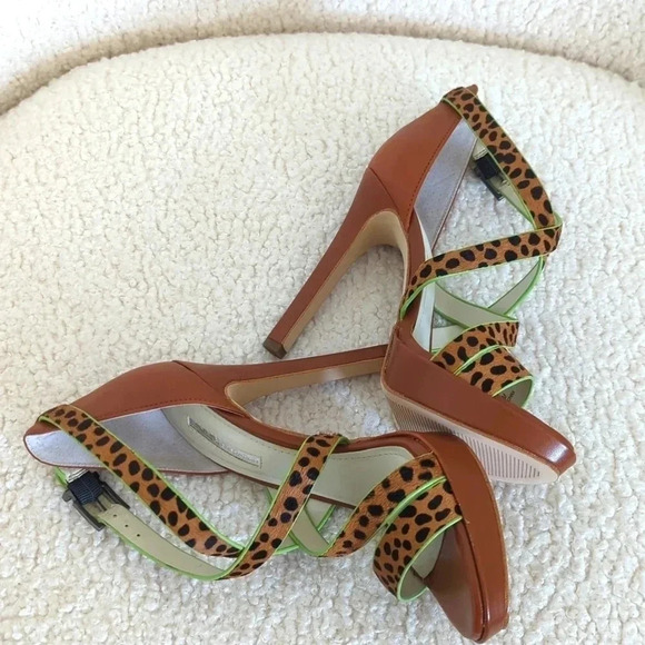 BCBGeneration Granvill2 Crisscross Leopard Platform Sandals - Picture 3 of 10